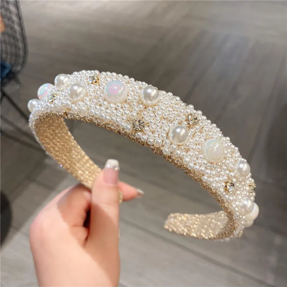 Women'S Sweet Star Water Droplets Solid Color Imitation Pearl Hair Band