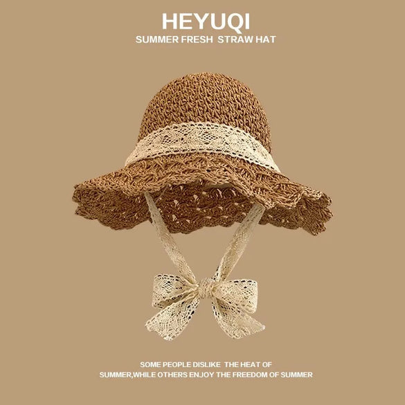 Women'S Vacation Simple Style Letter Solid Color Big Eaves Straw Hat