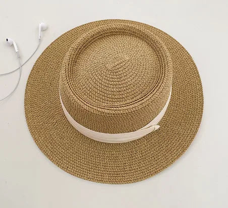 Women'S Vacation Simple Style Letter Solid Color Big Eaves Straw Hat