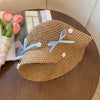 Women'S Vacation Simple Style Letter Solid Color Big Eaves Straw Hat