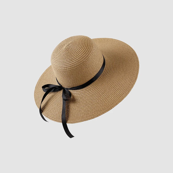 Women'S Vacation Simple Style Letter Solid Color Big Eaves Straw Hat