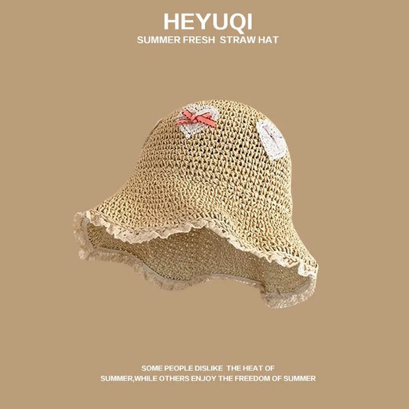 Women'S Vacation Simple Style Letter Solid Color Big Eaves Straw Hat