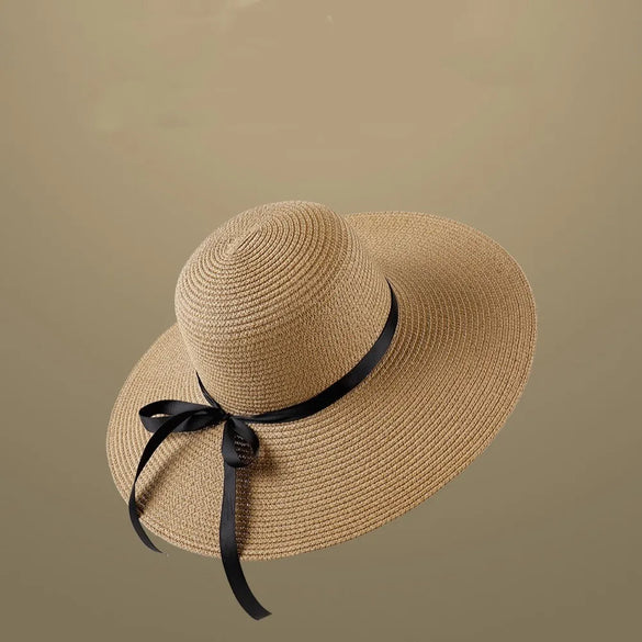 Women'S Vacation Simple Style Letter Solid Color Big Eaves Straw Hat