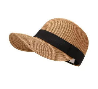 Women'S Vacation Simple Style Letter Solid Color Big Eaves Straw Hat