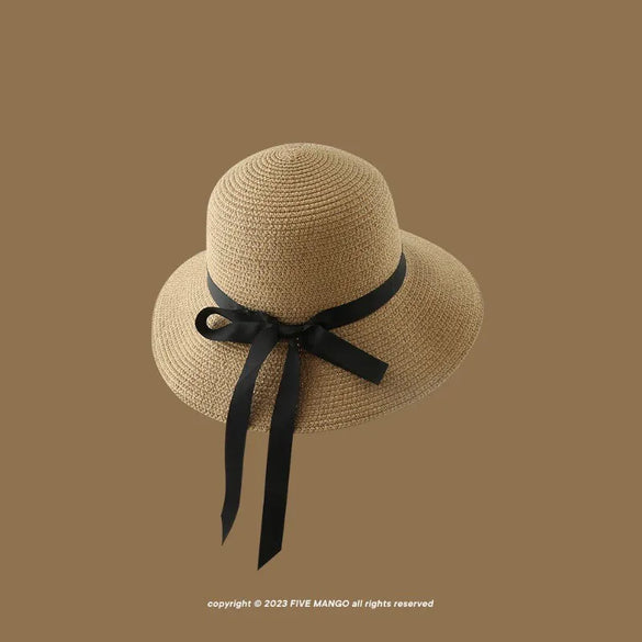Women'S Vacation Simple Style Letter Solid Color Big Eaves Straw Hat
