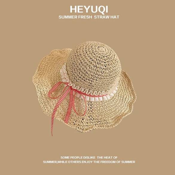 Women'S Vacation Simple Style Letter Solid Color Big Eaves Straw Hat