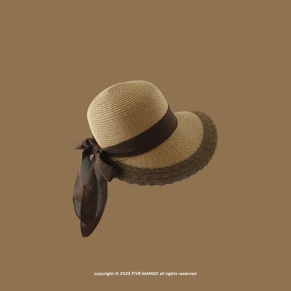 Women'S Vacation Simple Style Letter Solid Color Big Eaves Straw Hat