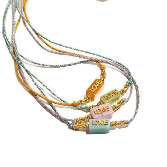 Women Stainless Steel And Titanium Steel Color Rope Letter Necklace With Electroplating