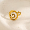 Women Stainless Steel Gold Electroplated Open Swirl Ring With Threaded Line Design And Geometric Light Luxury Style