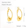 Women 316L Stainless Steel 18K Gold Electroplated Peach Heart And Star Earrings