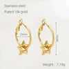 Women 316L Stainless Steel 18K Gold Electroplated Peach Heart And Star Earrings