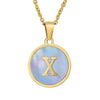 Women 316L Stainless Steel Letter Gem Pendant Necklace With 18K Gold Electroplating