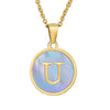Women 316L Stainless Steel Letter Gem Pendant Necklace With 18K Gold Electroplating