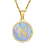 Women 316L Stainless Steel Letter Gem Pendant Necklace With 18K Gold Electroplating