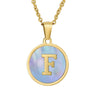 Women 316L Stainless Steel Letter Gem Pendant Necklace With 18K Gold Electroplating