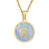 Women 316L Stainless Steel Letter Gem Pendant Necklace With 18K Gold Electroplating