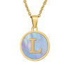 Women 316L Stainless Steel Letter Gem Pendant Necklace With 18K Gold Electroplating