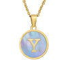 Women 316L Stainless Steel Letter Gem Pendant Necklace With 18K Gold Electroplating