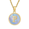 Women 316L Stainless Steel Letter Gem Pendant Necklace With 18K Gold Electroplating
