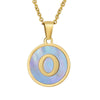 Women 316L Stainless Steel Letter Gem Pendant Necklace With 18K Gold Electroplating