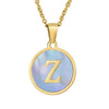 Women 316L Stainless Steel Letter Gem Pendant Necklace With 18K Gold Electroplating