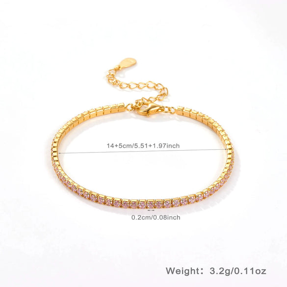 Women 925 Sterling Silver Geometric Tennis Chain Zircon Necklace With Electroplating