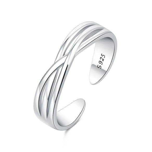 Women Sterling Silver Irregular Open Ring Natural Plants And Flowers Style