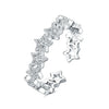 Women Sterling Silver Irregular Open Ring Natural Plants And Flowers Style