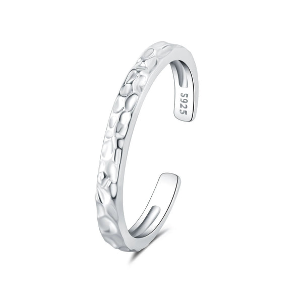 Women Sterling Silver Irregular Open Ring Natural Plants And Flowers Style