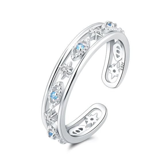 Women Sterling Silver Irregular Open Ring Natural Plants And Flowers Style