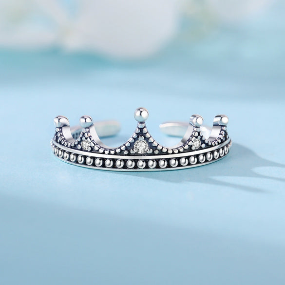 Women Sterling Silver Irregular Open Ring Natural Plants And Flowers Style