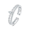 Women Sterling Silver Irregular Open Ring Natural Plants And Flowers Style
