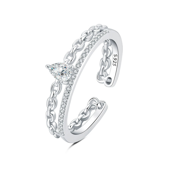 Women Sterling Silver Irregular Open Ring Natural Plants And Flowers Style