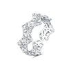 Women Sterling Silver Irregular Open Ring Natural Plants And Flowers Style