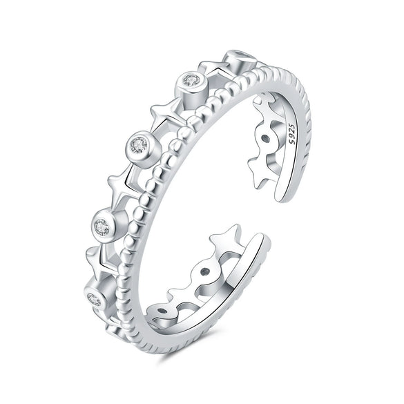 Women Sterling Silver Irregular Open Ring Natural Plants And Flowers Style