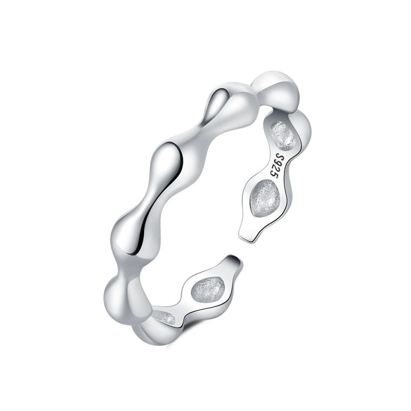 Women Sterling Silver Irregular Open Ring Natural Plants And Flowers Style