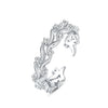 Women Sterling Silver Irregular Open Ring Natural Plants And Flowers Style
