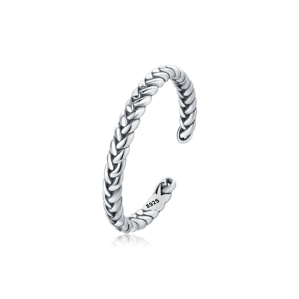 Women Sterling Silver Irregular Open Ring Natural Plants And Flowers Style