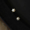 Women Sterling Silver 14K Gold Plated Mini Diamond Encrusted Star Earrings
