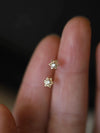 Women Sterling Silver 14K Gold Plated Mini Diamond Encrusted Star Earrings