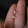 Women Sterling Silver 14K Gold Plated Mini Diamond Encrusted Star Earrings