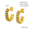Women 316L Stainless Steel U Shaped Geometric Diamond Earrings With 18K Vacuum Plating And Electroplating Treatment