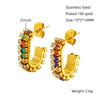 Women 316L Stainless Steel U Shaped Geometric Diamond Earrings With 18K Vacuum Plating And Electroplating Treatment