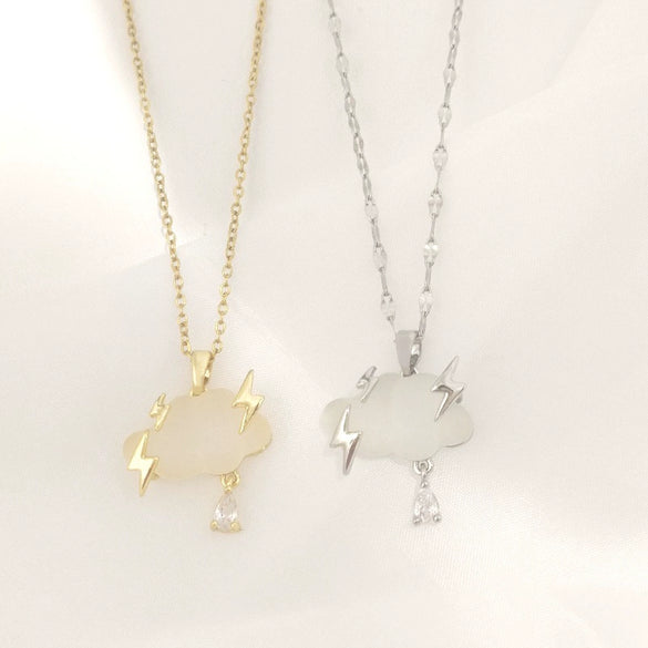 Women's Accessories Copper Pendant Stainless Steel Necklace With Cloud Lightning Design And Electroplating