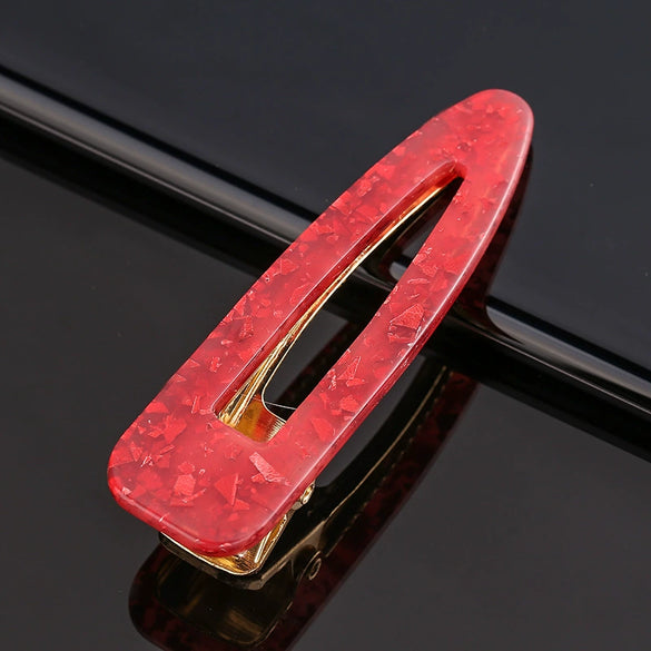 Women's Acetate Geometric Side Hair Clip With Marble Pattern And Electroplated Finish