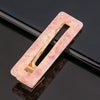 Women's Acetate Geometric Side Hair Clip With Marble Pattern And Electroplated Finish
