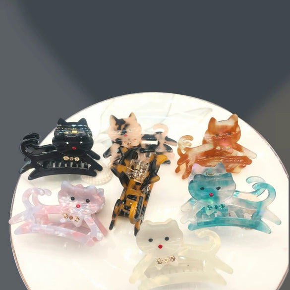 Women's Acetic Acid Cat Hairpin Handmade Rhinestone Fashion Accessories