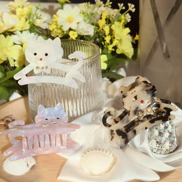 Women's Acetic Acid Cat Hairpin Handmade Rhinestone Fashion Accessories