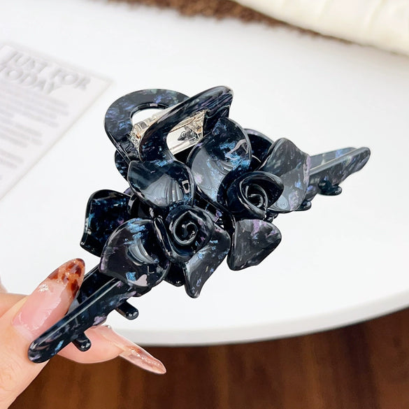 Women's Acetic Acid Twin Flower Hairpin Grab Clip Elegant Simple Style With Polishing Treatment