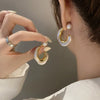 Women's Acrylic And 925 Silver Ushaped Natural Style Imitation Pearl Earrings With Electroplating
